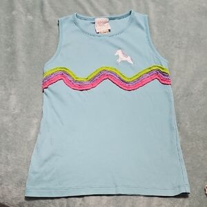 Lemon Loves Lime Aqua Tank Top with Pink and Green Waves